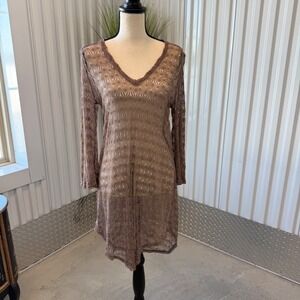 Elif for Jordan Taylor Swim Cover Up Women Size M Bronze Excellent Metallic Knit